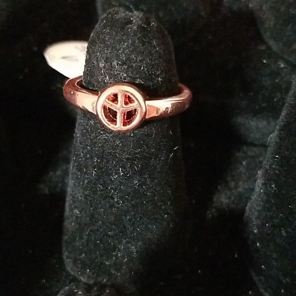 Copper Tone Peace Sign Ring Size 6